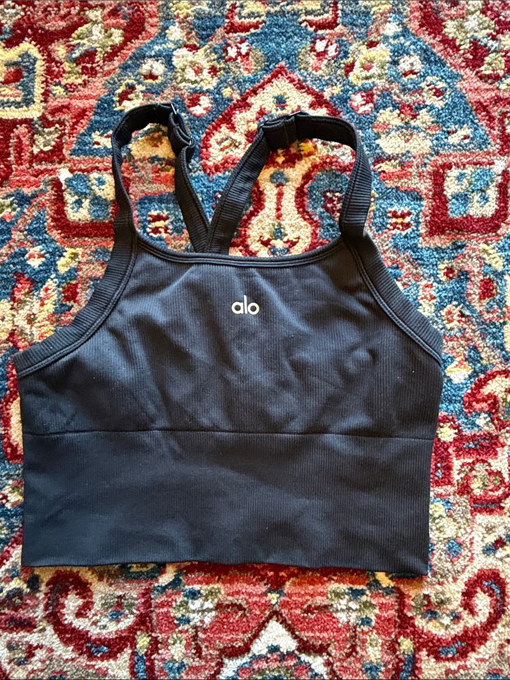 ALO Yoga Black Crop Sports Bra Tank Top